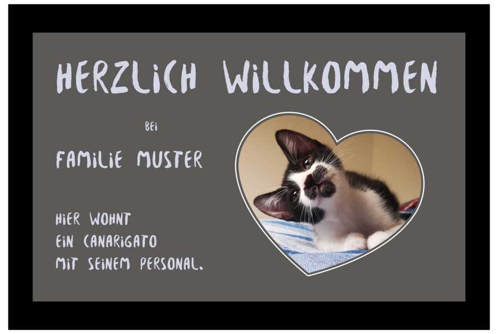 Fußmatte mit Katzenfoto & Text